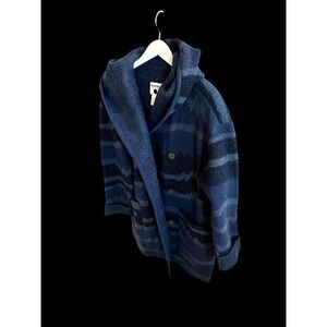 Issey Miyake Plantation Vintage 1980s Windcoat Women's Sz Small Aztec Blue Wool